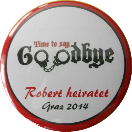 Time to say good bye JGA Button rot - zum Schließen ins Bild klicken